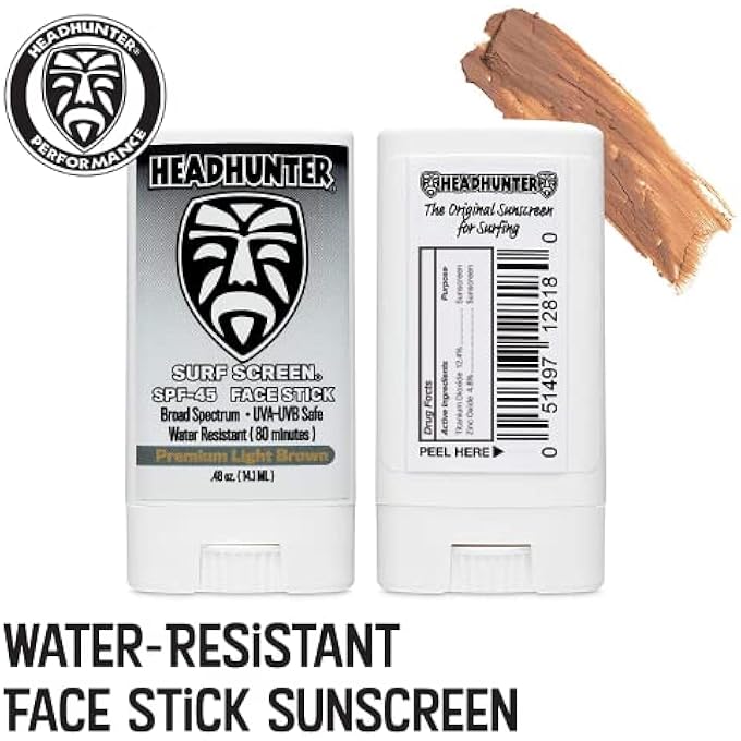 Headhunter S SUNSCREEN FACE STICK SPF 45 - WATERPROOF SURF SUNBLOCK FOR WATERMAN - WATER RESISTANT (80 MIN), LIGHT BROWN - Image 2